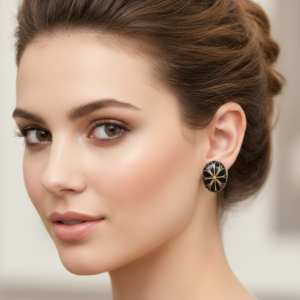 Floral Enamel Oval Stud Earrings