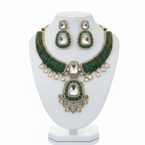 Emerald Green Kundan Choker Necklace Set