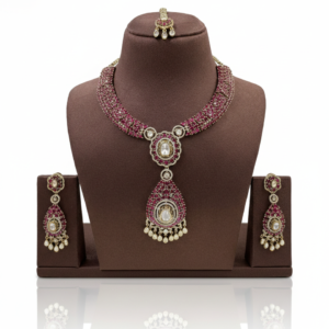 Royal Ruby & Polki Kundan Bridal Jewelry Set