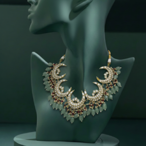 Moonstone Crescent Pearl Statement Necklace Set