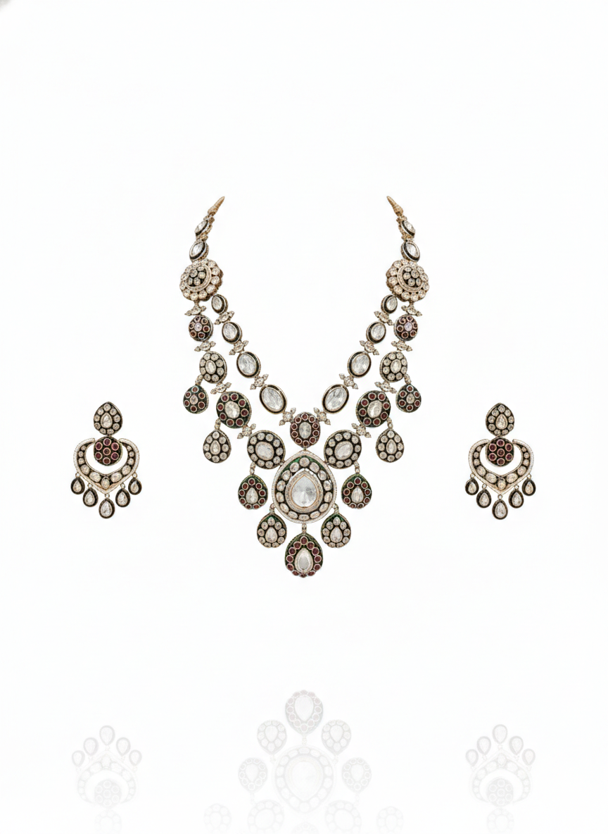 Kundan Polki Bridal Necklace Set - Image 3