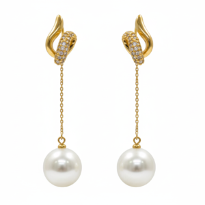 Golden Pearl Drop Chain Earrings