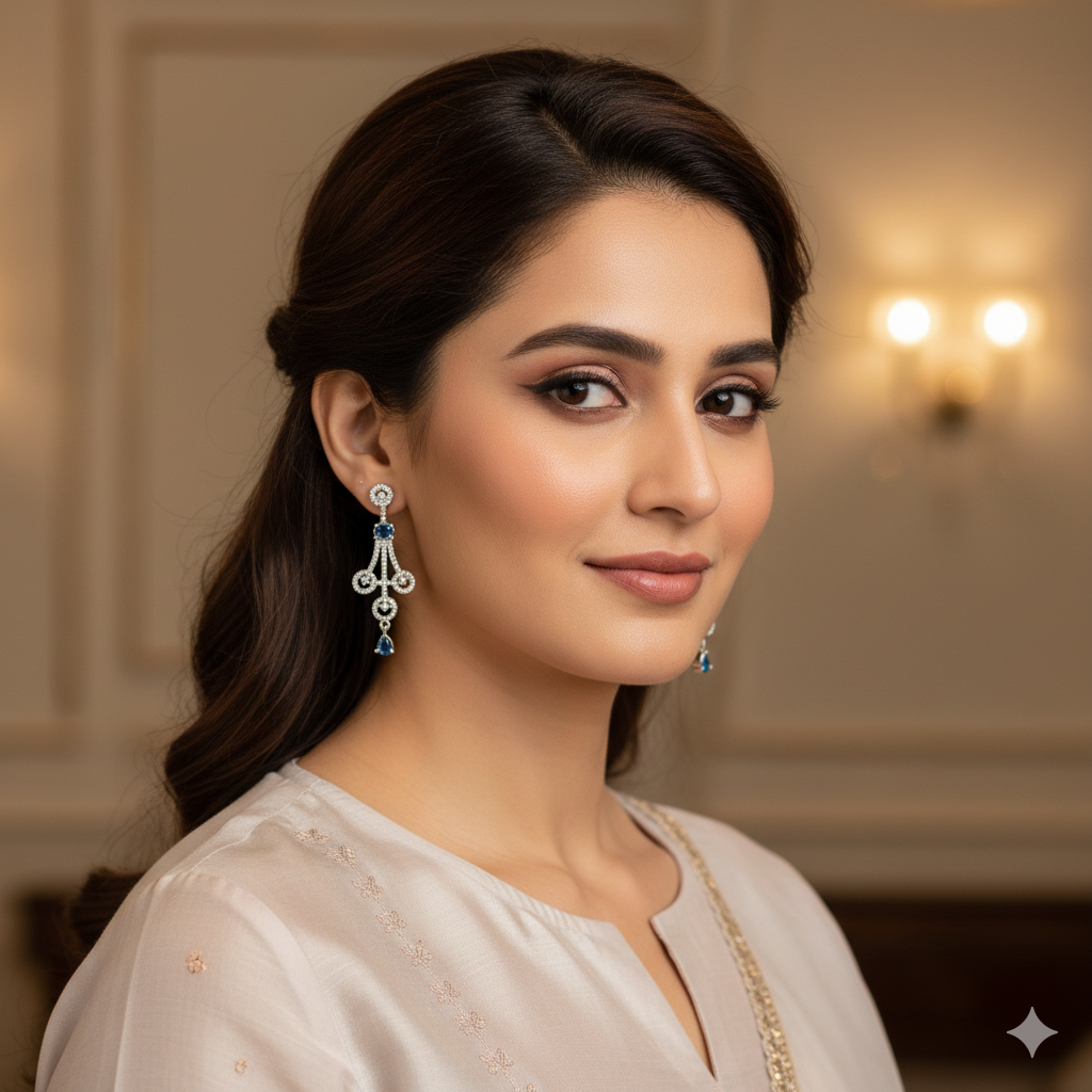 Celestia Blue Drop Earrings - Image 4