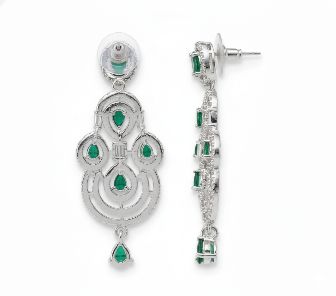 Emerald Aura Chandelier Earrings - Image 2