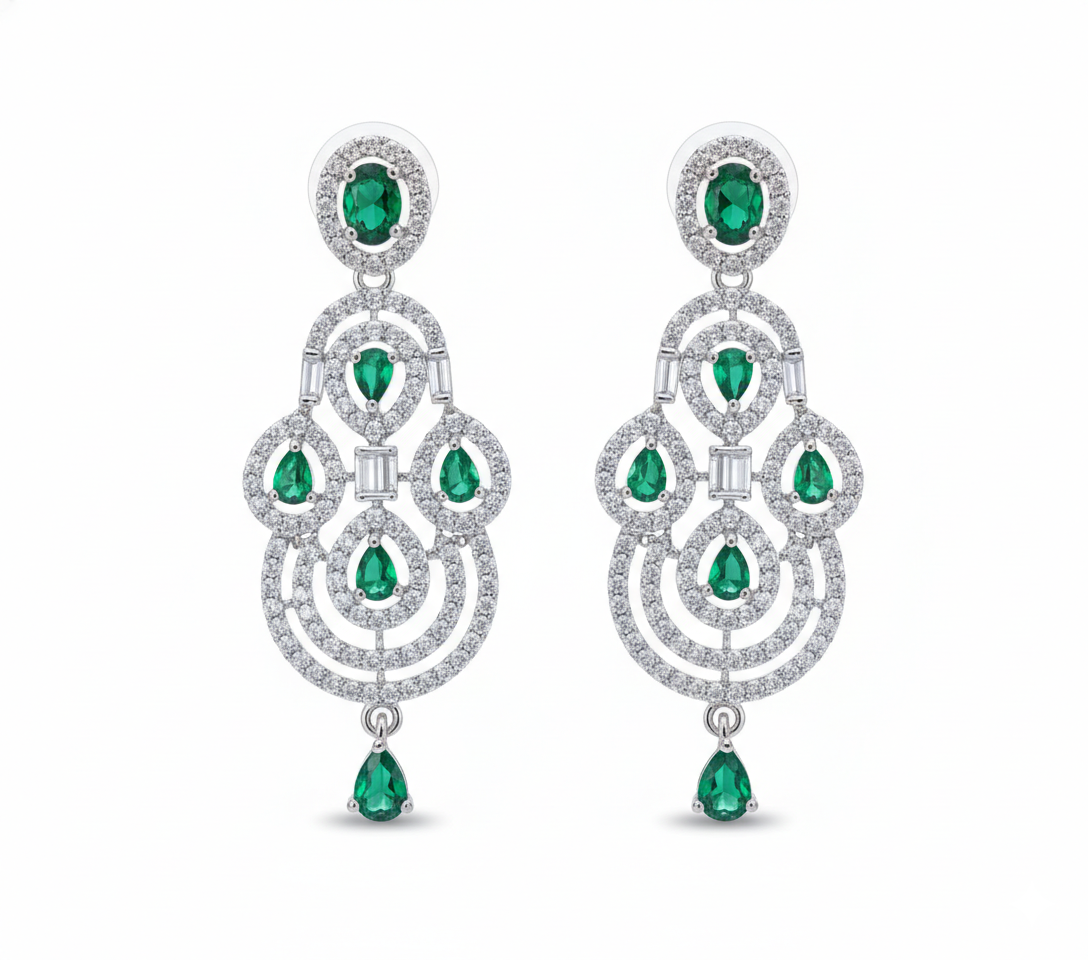 Emerald Aura Chandelier Earrings - Image 3
