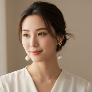Golden Pearl Drop Chain Earrings