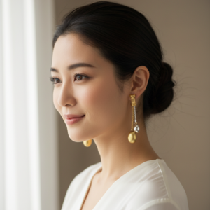 Dual-Tone Oval Drop Chain Earrings