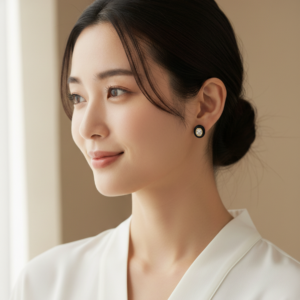 Black Onyx Oval Crystal Stud Earrings