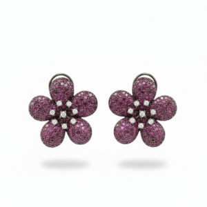 Ruby Blossom Stud Earrings
