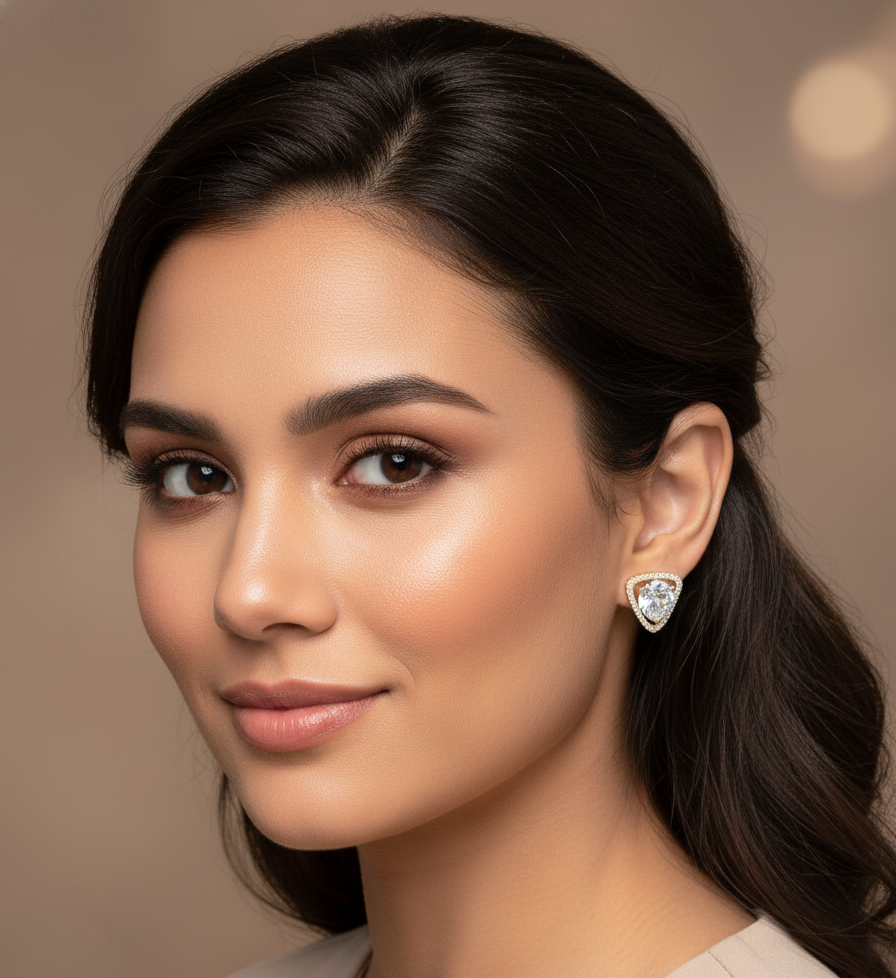 Trillion-Cut Stud Earrings - Image 2