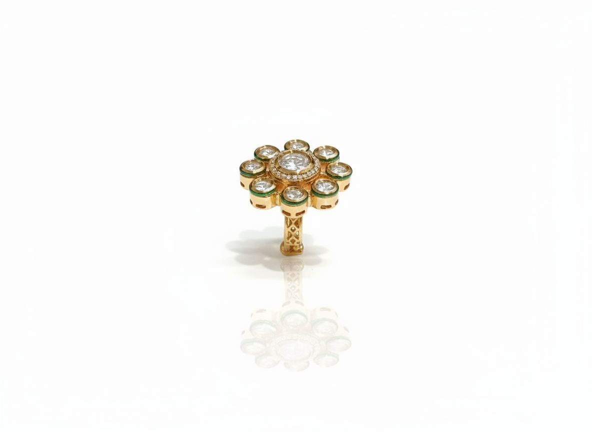 Vintage Floral Diamond Statement Ring - Image 3