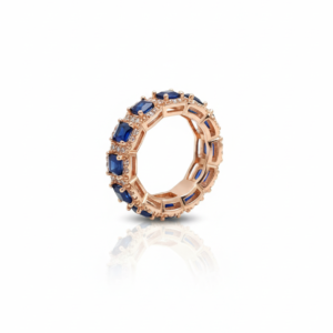 Blue Sapphire & Diamond Eternity Band