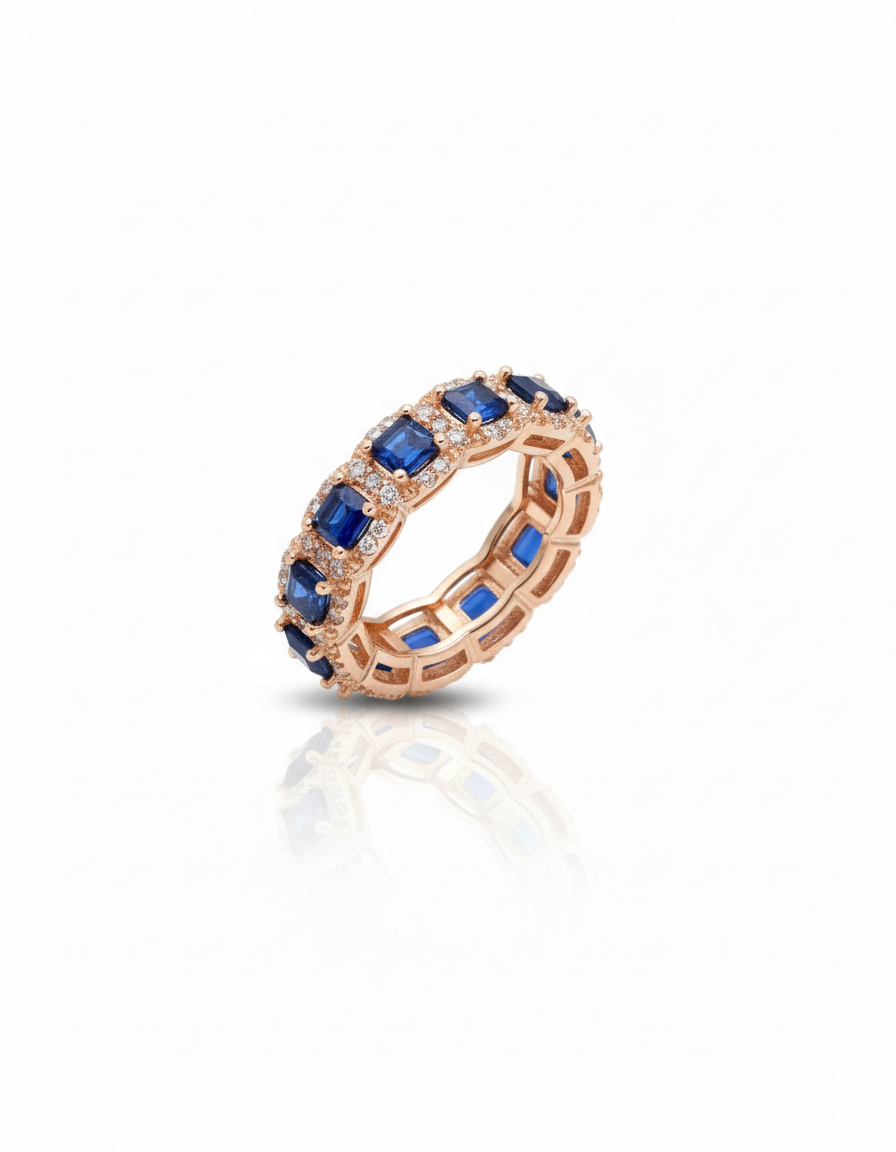 Blue Sapphire & Diamond Eternity Band - Image 3