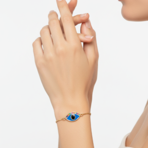 Gold Multicolor Blue Evil Eye Adjustable Bracelet