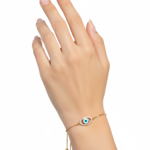 Gold Oval Evil Eye Adjustable Bracelet