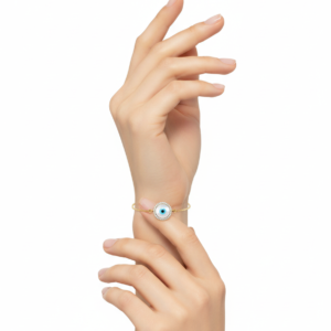 Gold Round Evil Eye Adjustable Bracelet