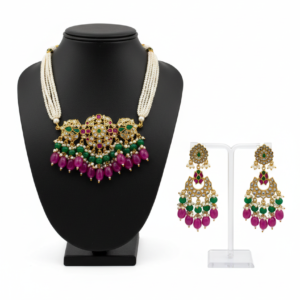 Emerald Pearl Statement Necklace Set