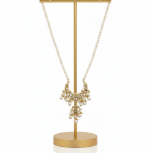 Regal Pearl Chandbali Crescent Necklace