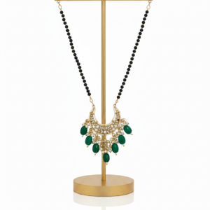 Enchanting Emerald Crescent Mangalsutra