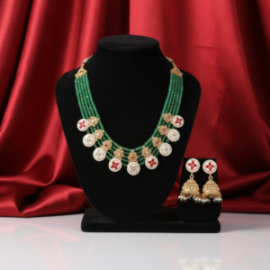 Emerald Charm Festive Layered Necklace Set