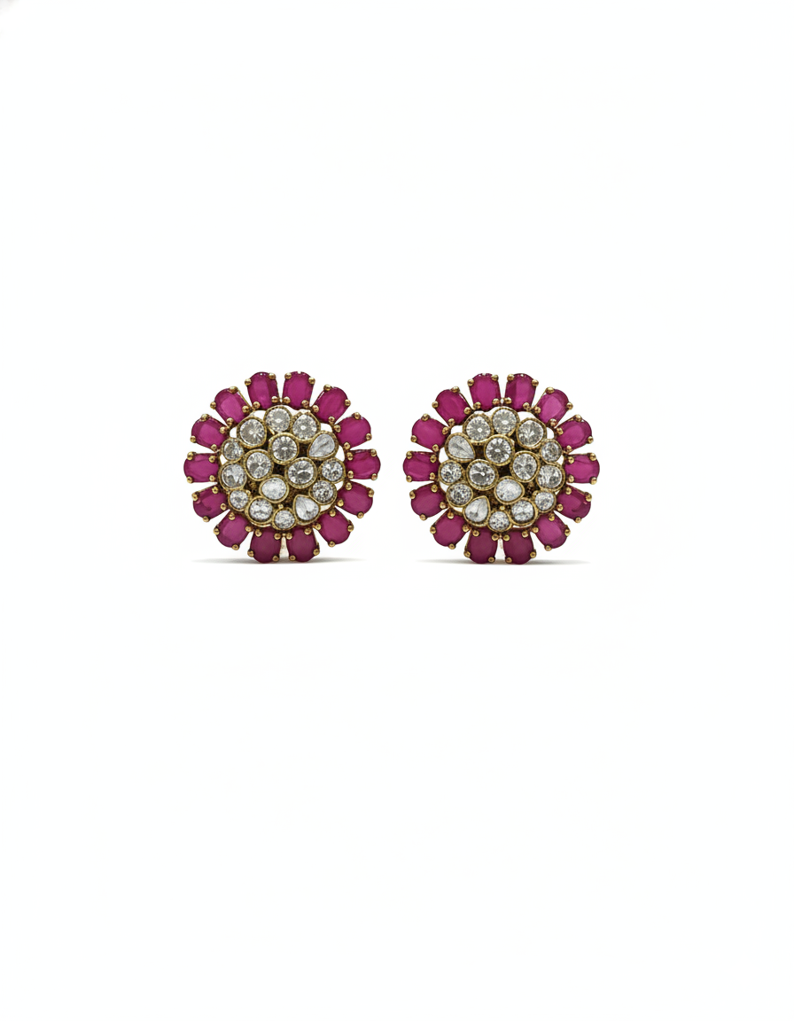 Ruby Radiance Bloom Earrings