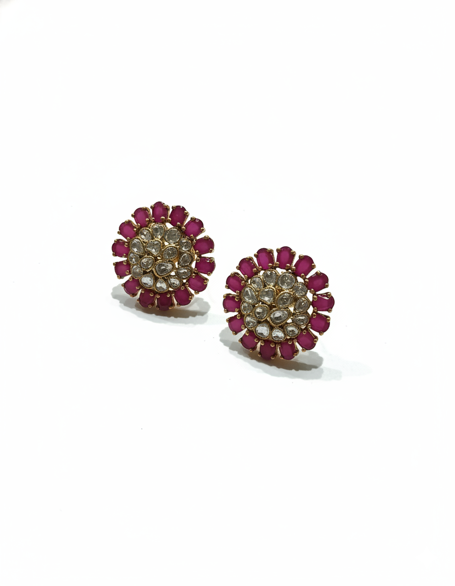 Ruby Radiance Bloom Earrings - Image 4