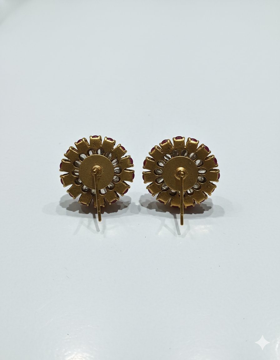 Ruby Radiance Bloom Earrings - Image 2