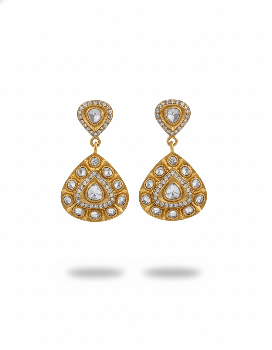 Graceful Teardrops in Polki Diamond Splendour