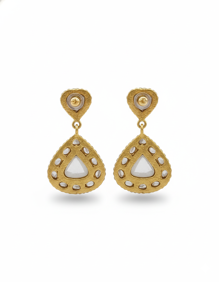 Graceful Teardrops in Polki Diamond Splendour - Image 2
