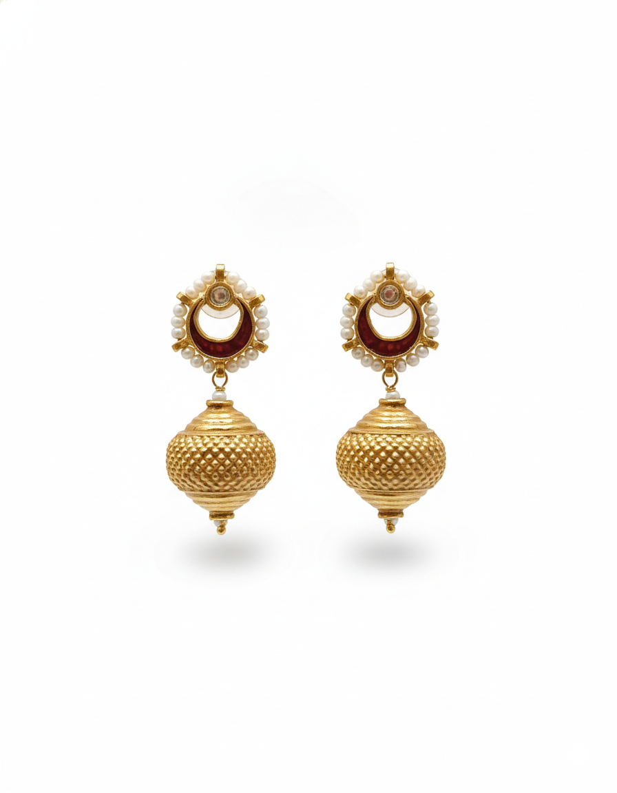 Vintage Floral Kundan Studs with Seed Pearl Trim