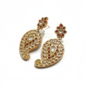 Vogue Paisley Kundan Drops with Ruby Floral Accents