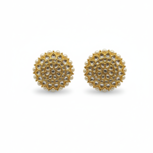 Radiant Sunflower Kundan Studs with Pearl Halo