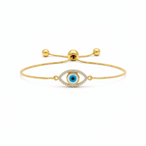 Gold Oval Evil Eye Adjustable Bracelet