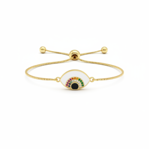 Gold Multicolor Evil Eye Adjustable Bracelet