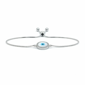 Silver Evil Eye Adjustable Bracelet