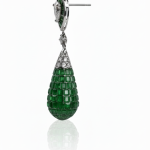 Emerald Mosaic Teardrop Gala Earrings