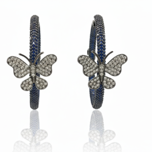 Midnight Butterfly Sapphire Pavé Hoops
