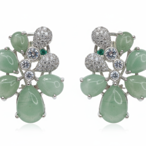 Mint Aventurine Floral Cluster Stud Earrings