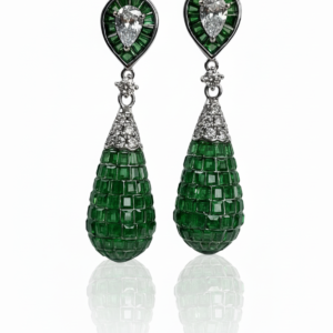 Emerald Mosaic Teardrop Gala Earrings