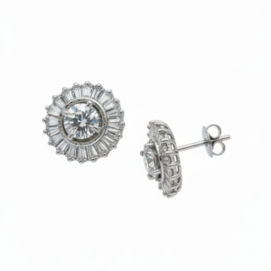 Solitaire Diamond Ballerina Stud Earrings