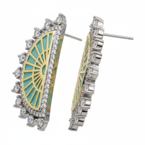 Art Deco Turquoise Sunburst Stud Earrings