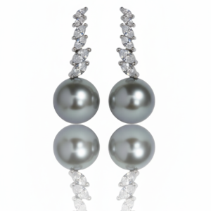 Tahitian Grey Pearl & Marquise Climber Drops