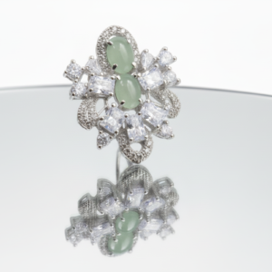 Mint Aventurine & Pear-Cut Floral Studs