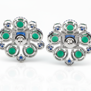 Silver Solitaire & Tapered Baguette Halo Studs