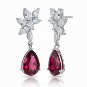 Ruby Pear & Marquise Floral Drop Earrings