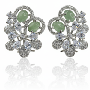 Mint Aventurine & Pear-Cut Floral Studs