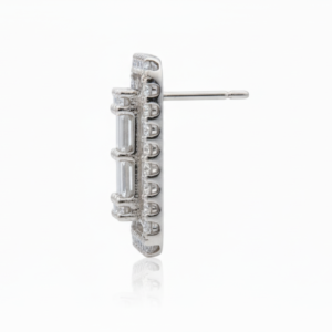 Baguette Diamond Rectangular Halo Studs