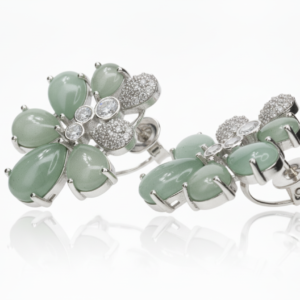 Mint Aventurine Floral Cluster Stud Earrings