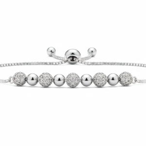 Alternating Pavé & Polished Bead Bolo Bracelet