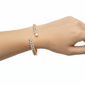 Baguette & Round Cluster Bypass Bangle